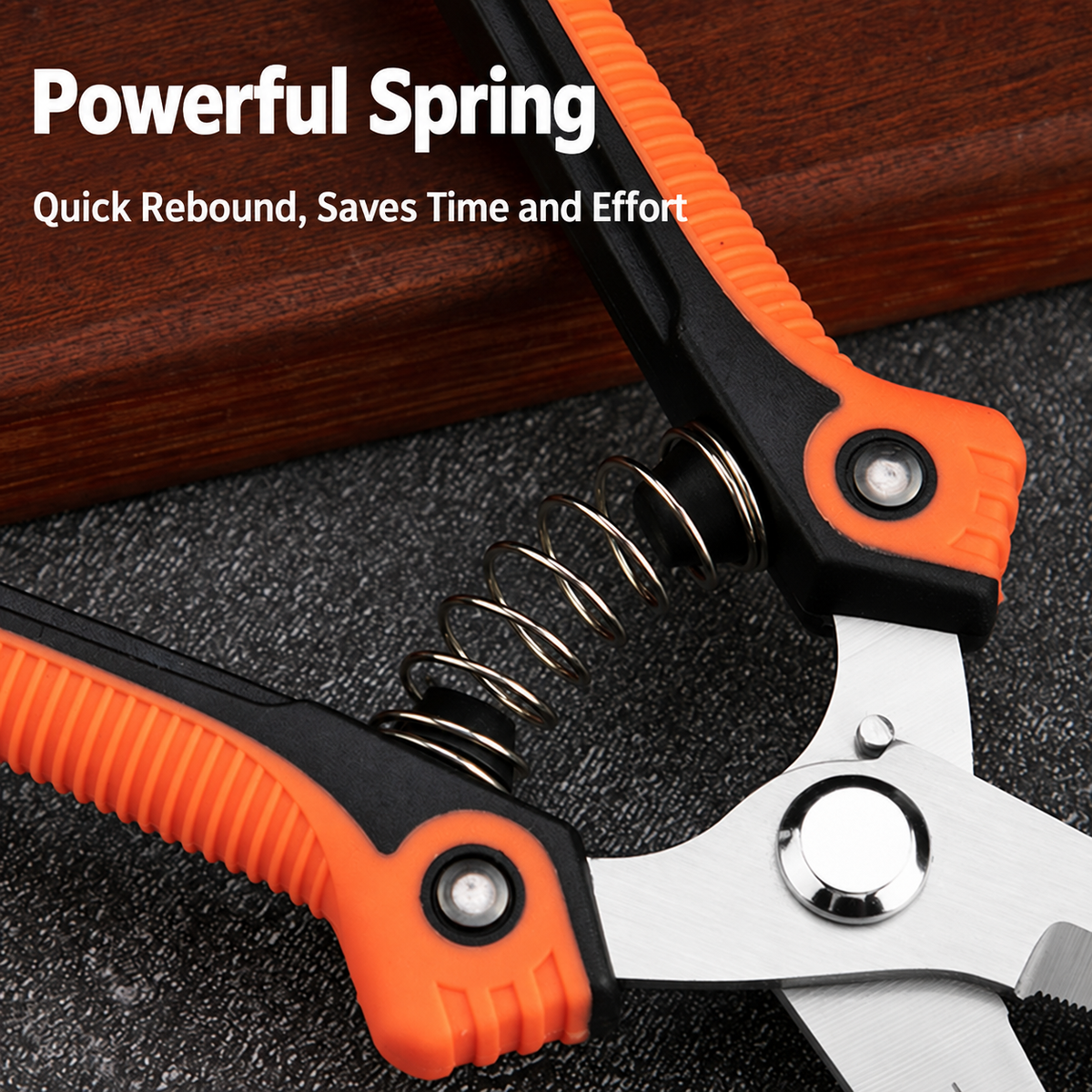 Garden Pruning Shears, Stainless Steel, 8.1 in, Orange