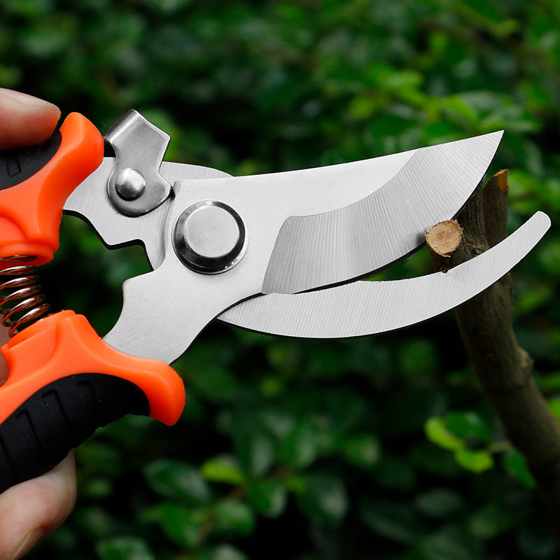 Stainless Steel Garden Pruning Shears, 7.5 in, Orange