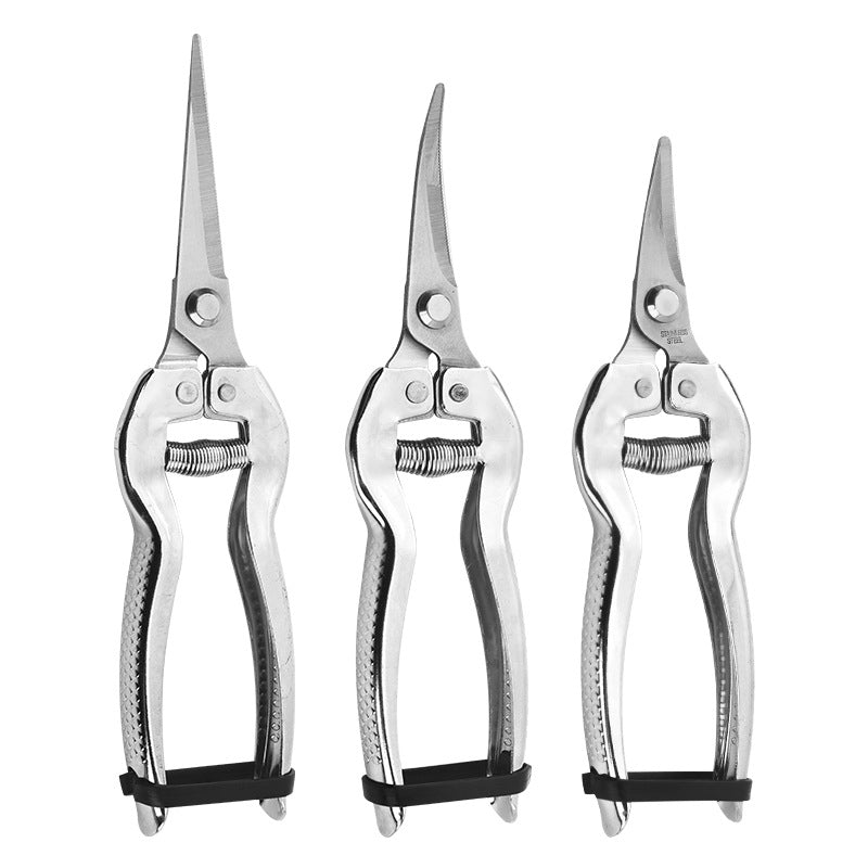 Garden Pruning Shears, Stainless Steel, 7.9 in, Silver
