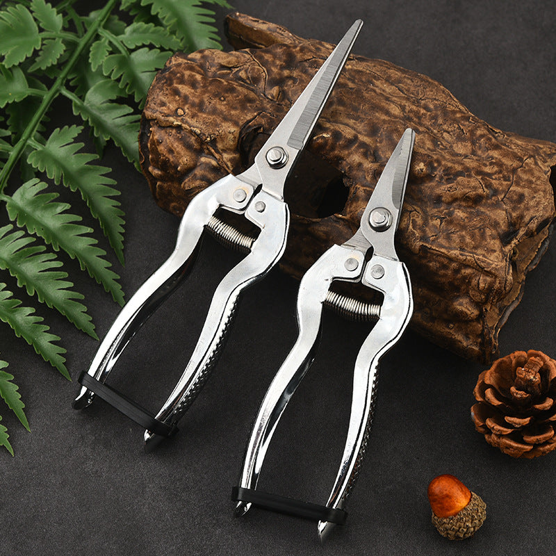 Garden Pruning Shears, Stainless Steel, 7.9 in, Silver