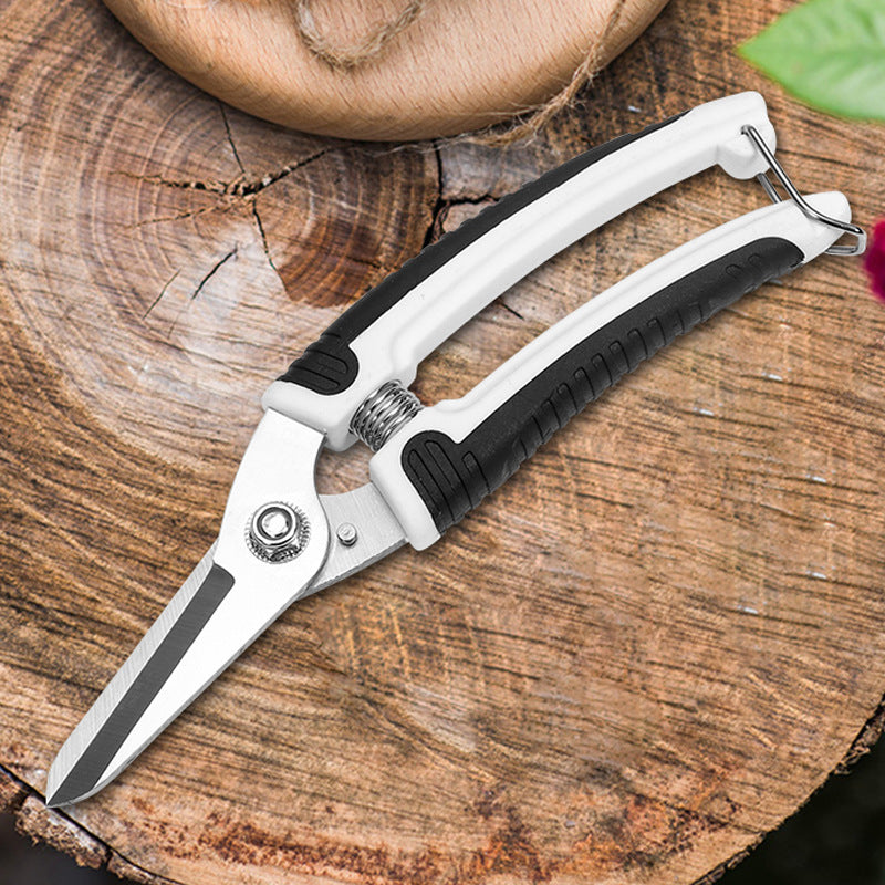 Garden Pruning Shears, Stainless Steel, 7.9 in, Black & White